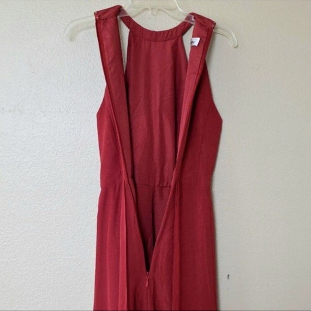 JJ'S House Bess Vermillion Wide Leg Chiffon Halter Jumpsuit Formal - Size 6 - Picture 9 of 12